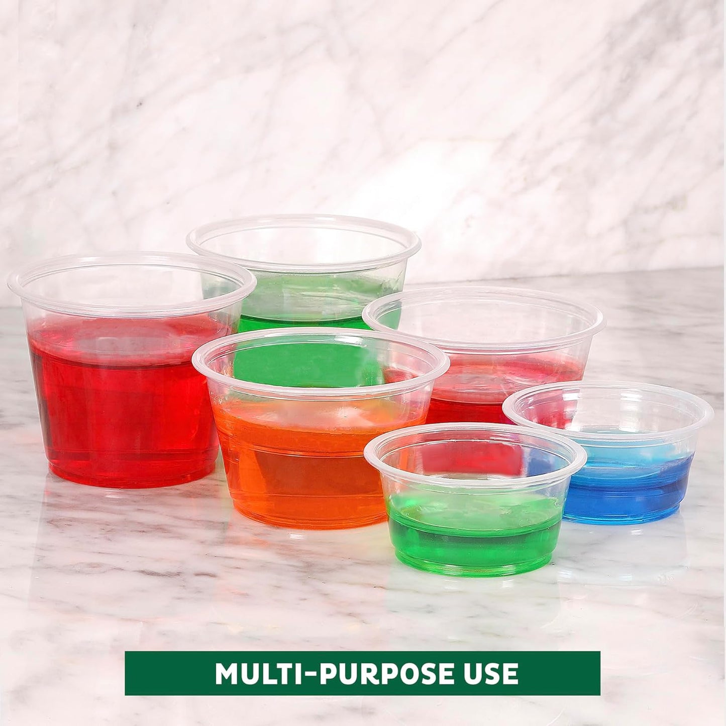 Freshware Plastic Portion Cups with Lids [4-Ounce, 100 Sets] - Souffle, Sampling, Sauce, Snack, Dressing, Jello Shot Cups, Plastic Containers, BPA Free