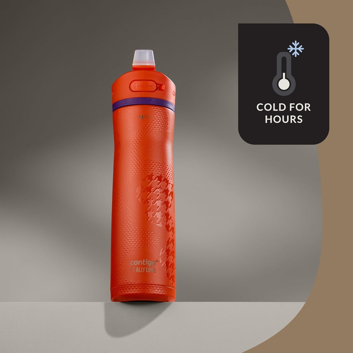 Contigo Ashland Chill 2.0 Stainless Steel Vacuum-Insulated Water Bottle with AUTOSPOUT Easy-Clean Lid, Leak-proof Drinking, Keeps drinks cold for 24 hours, BPA-Free, 24oz., Tangerine