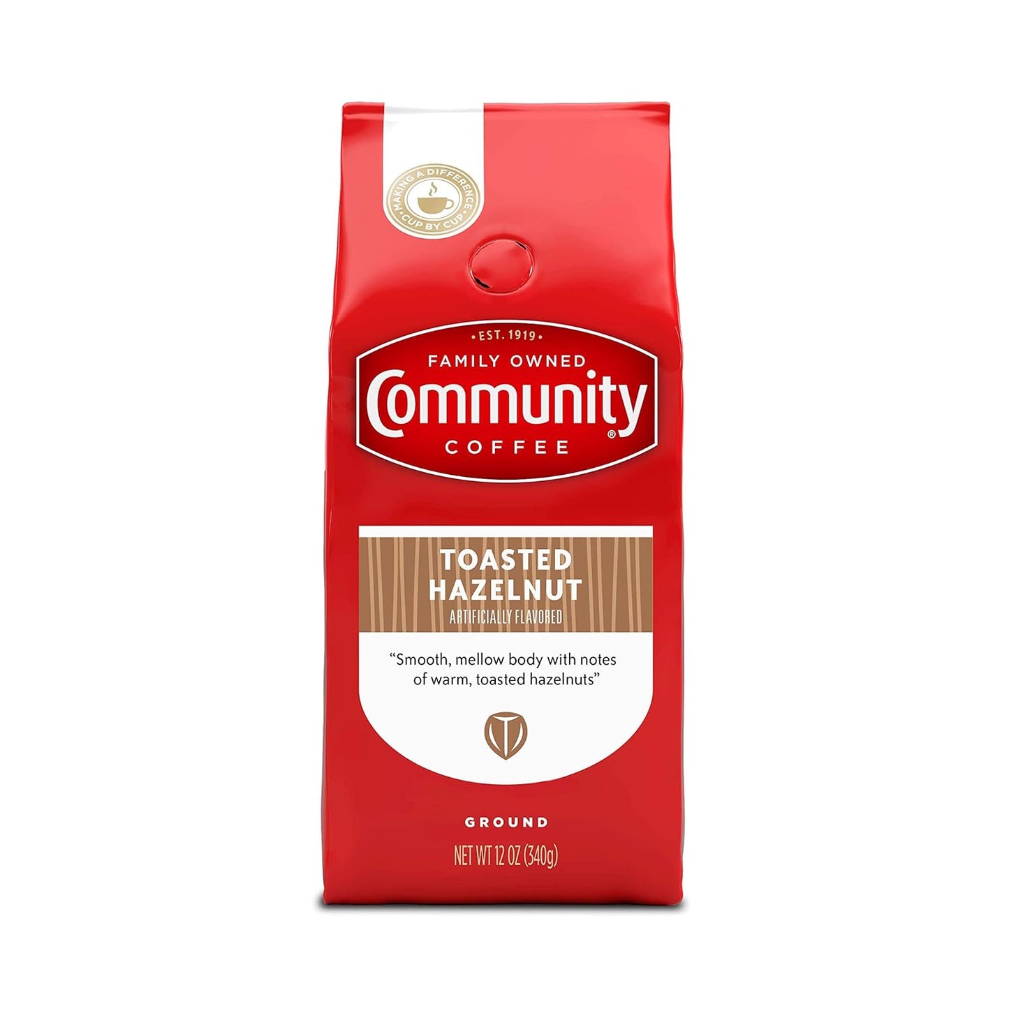 Community Coffee Hazelnut Creme Flavored 12 Ounce, Medium Roast Ground Coffee, 12 Ounce Bag (Pack of 1)