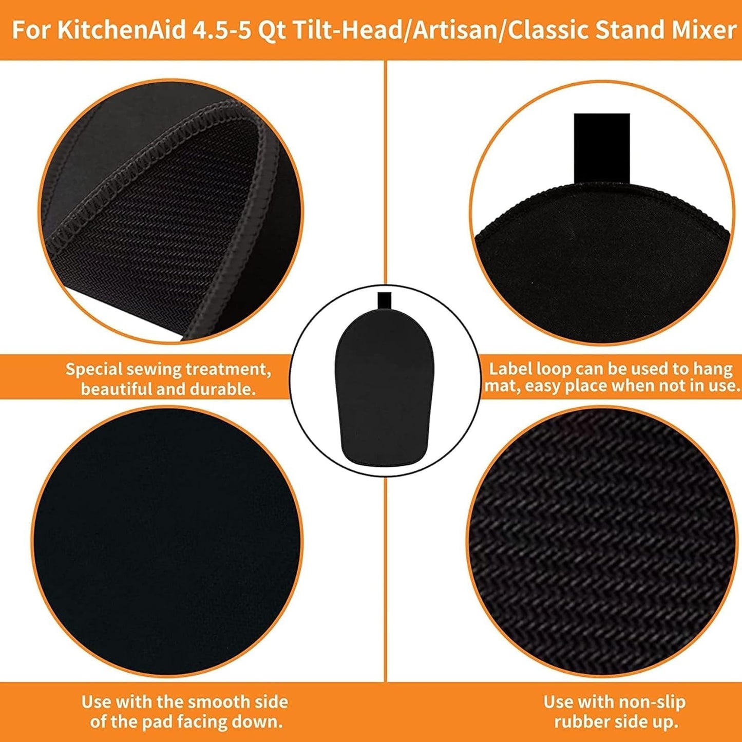 Sliding Mat for Kitchenaid Mixer with 2 Grey Kitchen Accessories, Mixer Mover Slider Mat Pad for Kitchenaid 4.5-5 Qt Tilt-Head Stand Mixer, Kitchen Appliance Slider Mat, Kitchen Aid Mixer Accessories