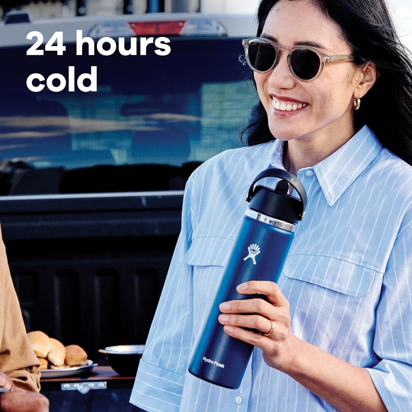 Hydro Flask Water Bottle - Insulated Stainless Steel - Wide Straw Lid, Non-Spill, Leakproof in 24 Oz Glimmer Cream