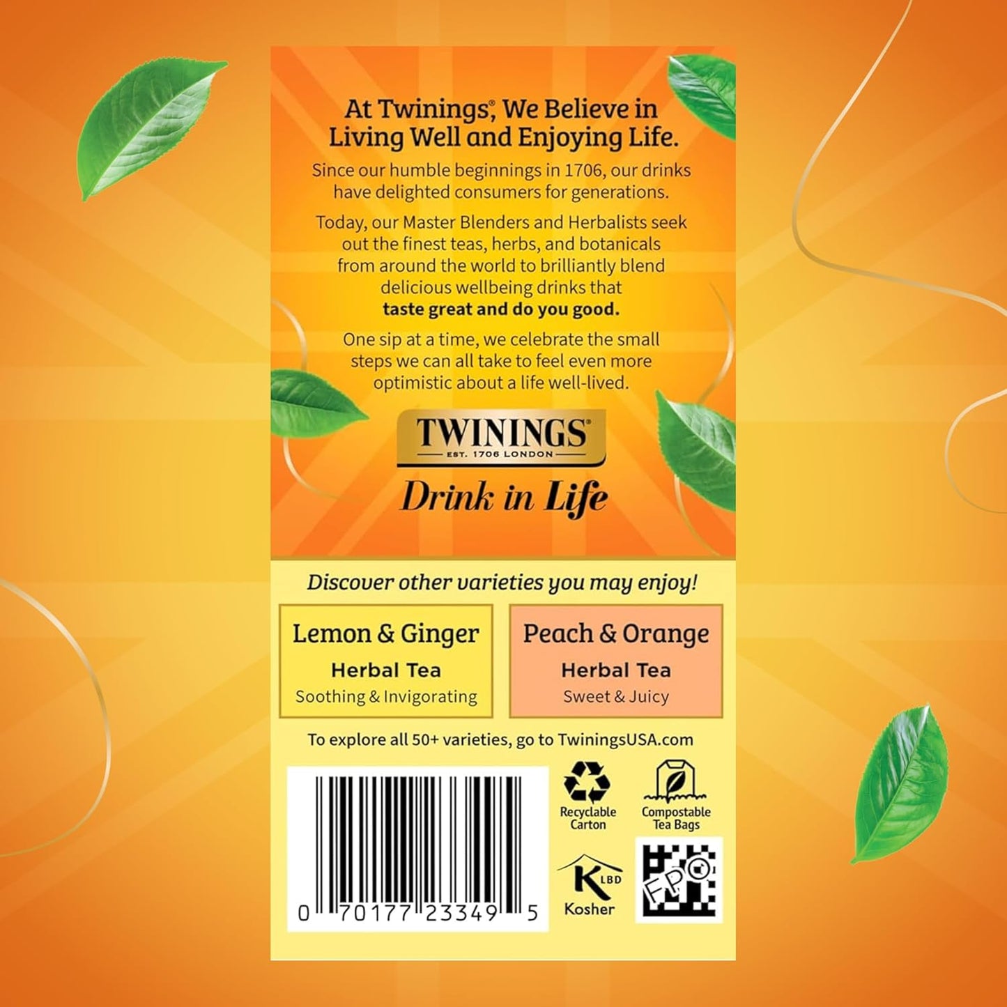 Twinings Mango & Pineapple Herbal Tea Individually Wrapped Bags, 20 Count (Pack of 2), Naturally Caffeine-Free, Enjoy Hot or Iced, 20 Teabags