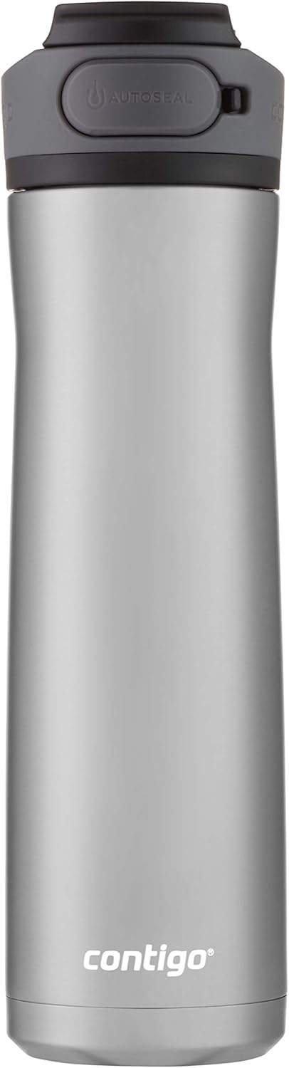 Contigo Water Bottle Vacuum-Insulated Stainless Steel 24oz | AUTOSEAL Technology | Cold 24 Hours | Button Lock | Pack of 4