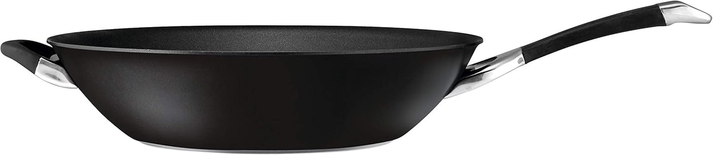 Circulon Symmetry Hard Anodized Nonstick Stir Fry / Wok Pan with Helper Handle - 14 Inch, Black