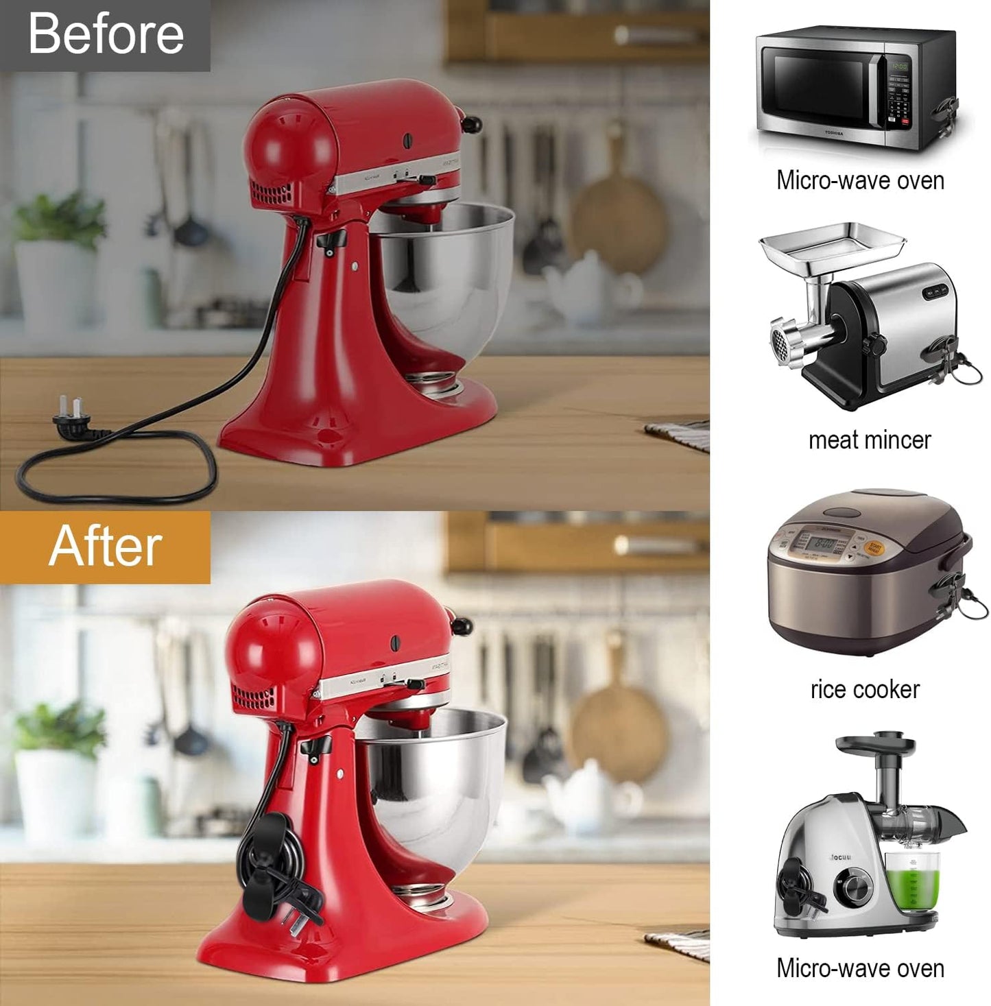 Cord Organizer for Appliances, Upgraded Kitchen Cord Organizer, Cord keeper Cord wrapper Cord holder Cord winder for Appliances Air Fryer, Coffee Maker, Blender, Pressure Cooker, Toaster