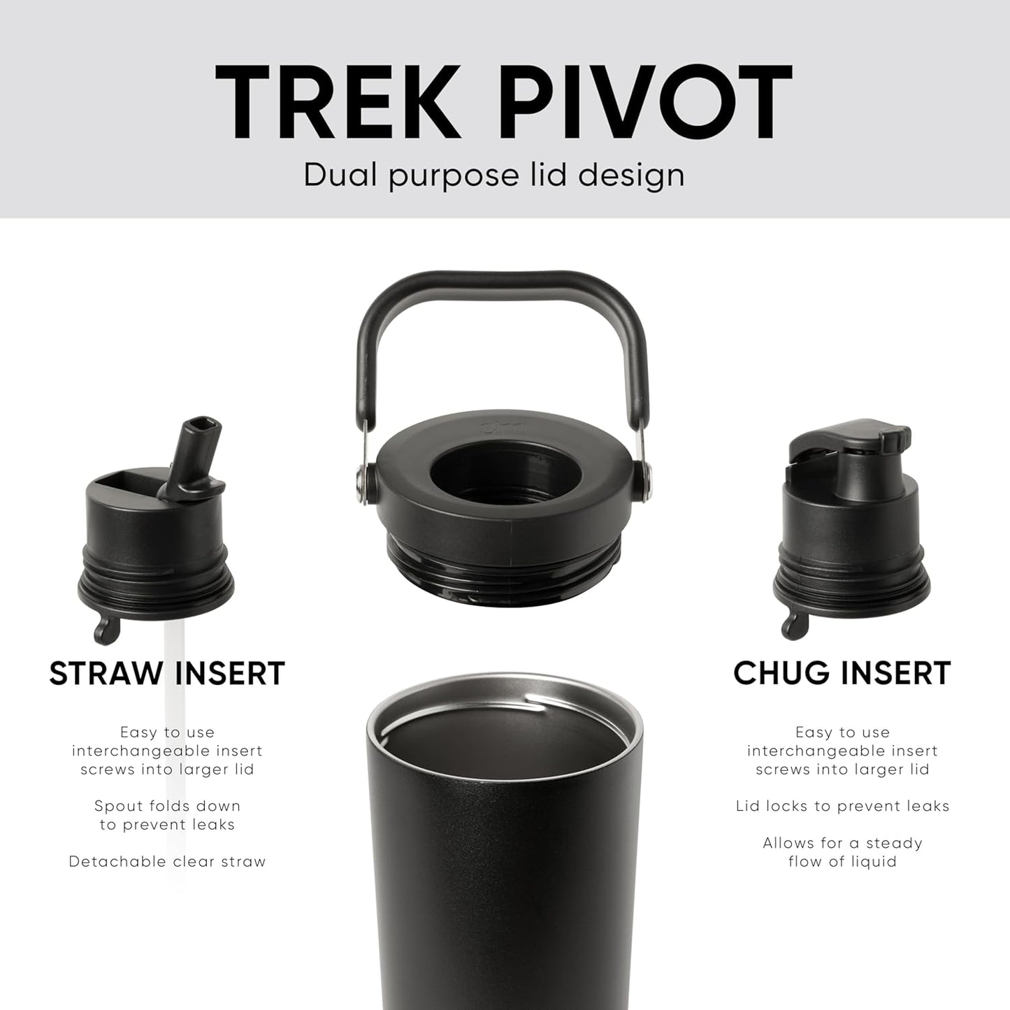 Simple Modern Trek Pivot | 40oz Flip Straw Tumbler with Handle | Water Bottle & Boot | Interchangeable Straw & Chug Lids | Insulated Stainless Steel Jug | Gym Sports Outdoors | Bellini
