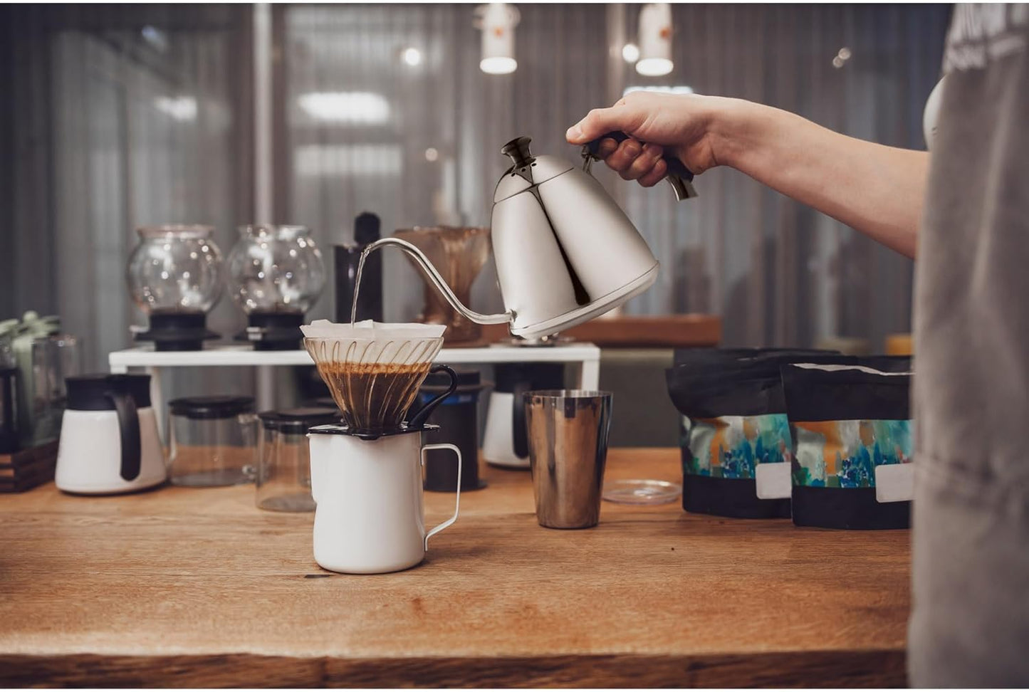 Fino Pour Over Gooseneck Coffee Kettle, 18/8 Stainless Steel, 6-Cup, 1L Capacity