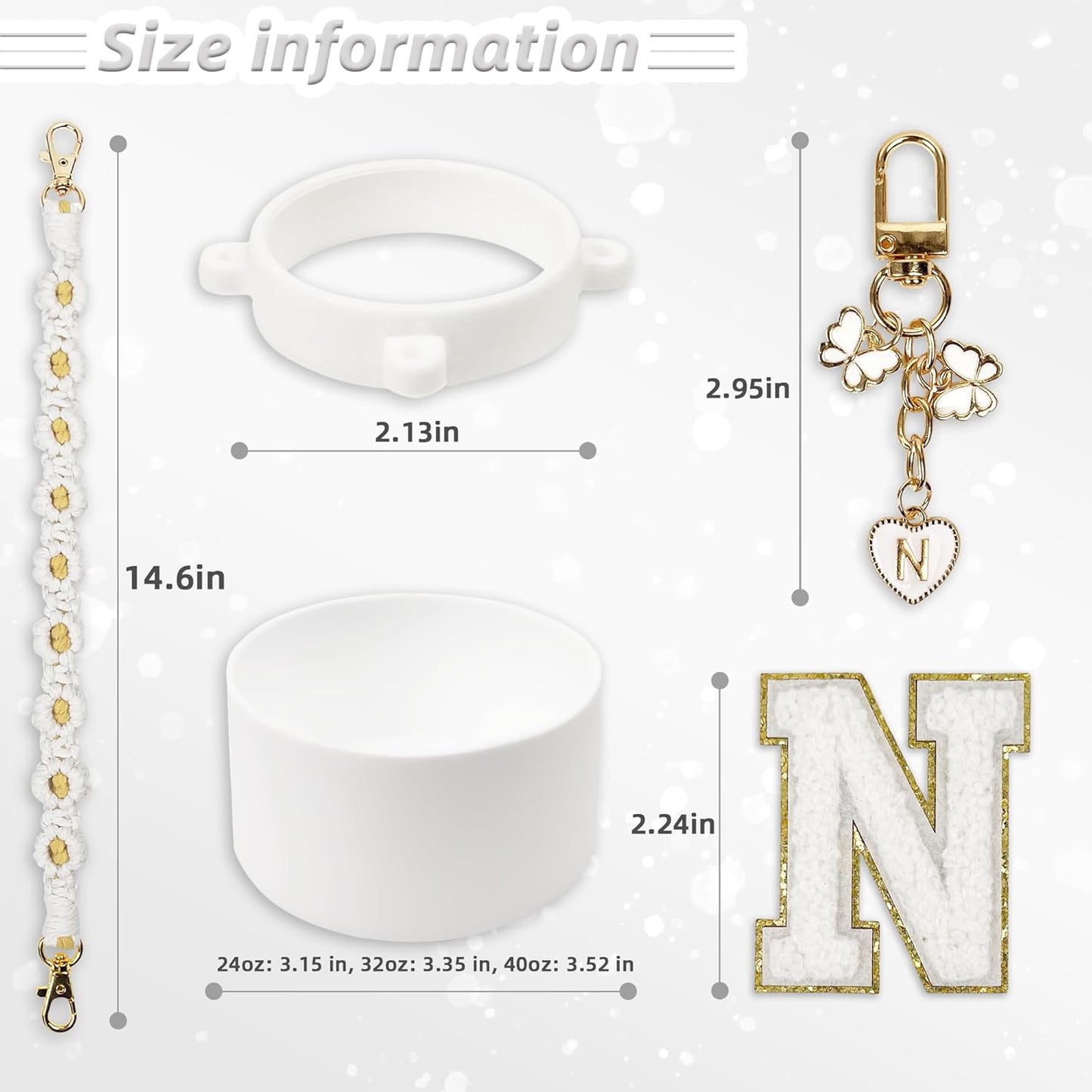 SITKOL Silicone Boot Cute Monogram Set Compatible with Owala Water Bottle 24 oz, 32 oz, 40 oz - Perfect Letter Owala Accessories for Owala Tumbler, Owala Free Sip, Pink Owala, Black Owala