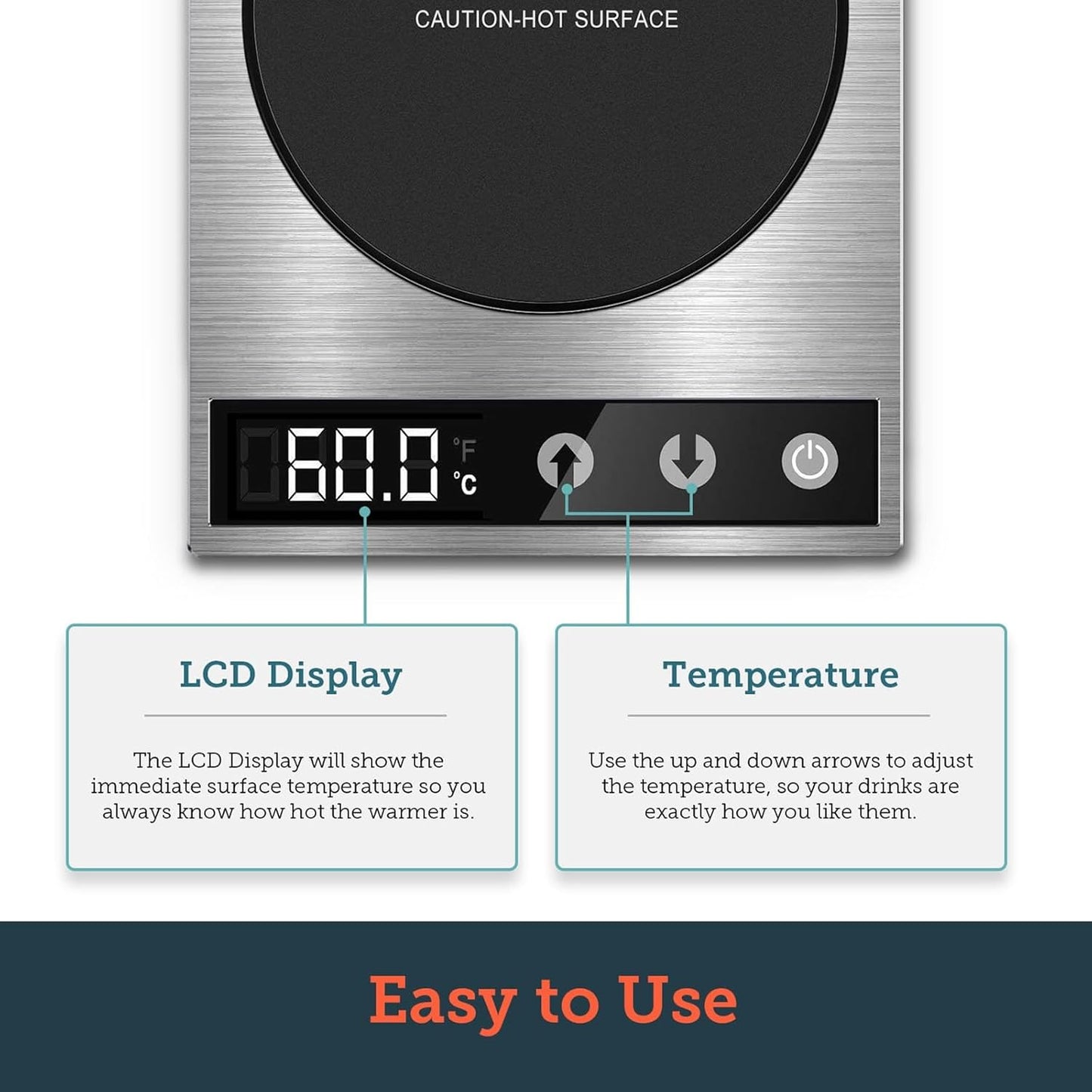 COSORI Coffee Mug Warmer for Desk, Digital Cup Heater, Coffee & Christmas Gifts, 1°F Precise Temperature Control, Touch Tech & LCD Digital Display (77-194℉), 304 Stainless Steel