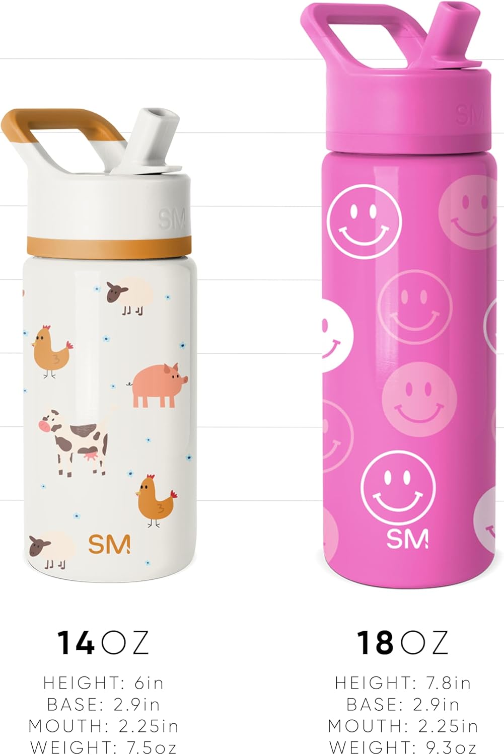 Simple Modern Kids Summit Water Bottle with Straw Lid | 14oz Stainless Steel Cup Insulated Tumbler for Toddlers, School | Wheels Up