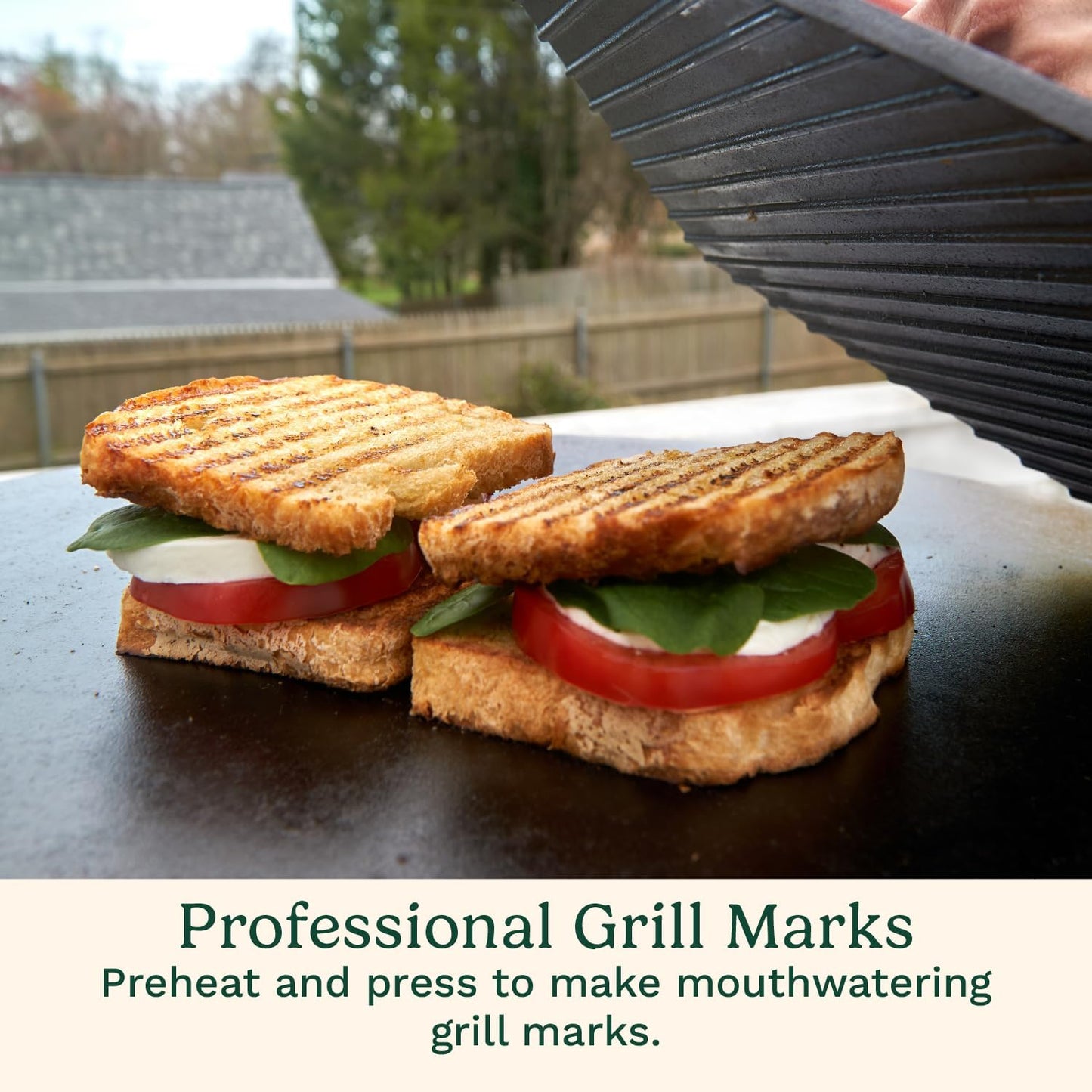 Cuisinart XL Cast Iron Grill Press, 10" x 10" Heavy-Duty Nonstick Smash Burger Steak Press with Wooden Handle, Perfect Grill Accessory Ideal for Grilling, Paninis, and BBQs