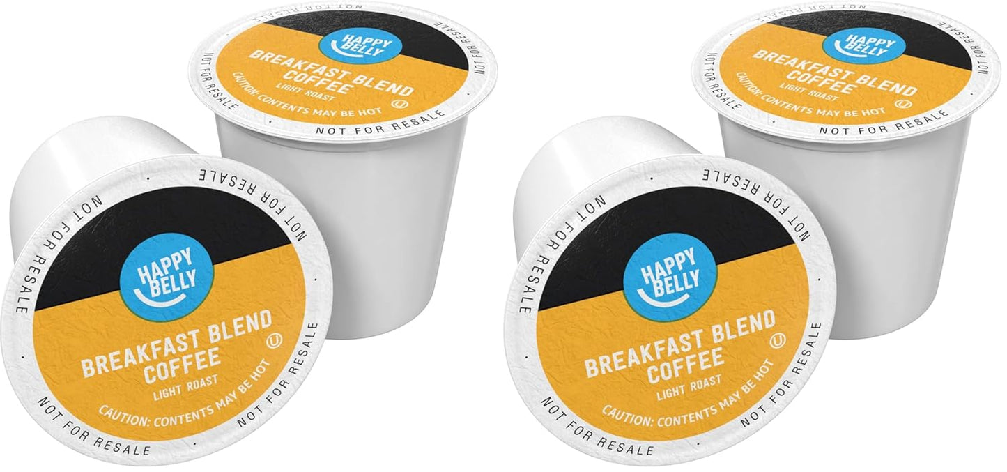 Amazon Brand - Happy Belly Light Roast Coffee Pods, Breakfast Blend, Compatible with Keurig 2.0 K-Cup Brewers, 100 Count (Pack of 2)