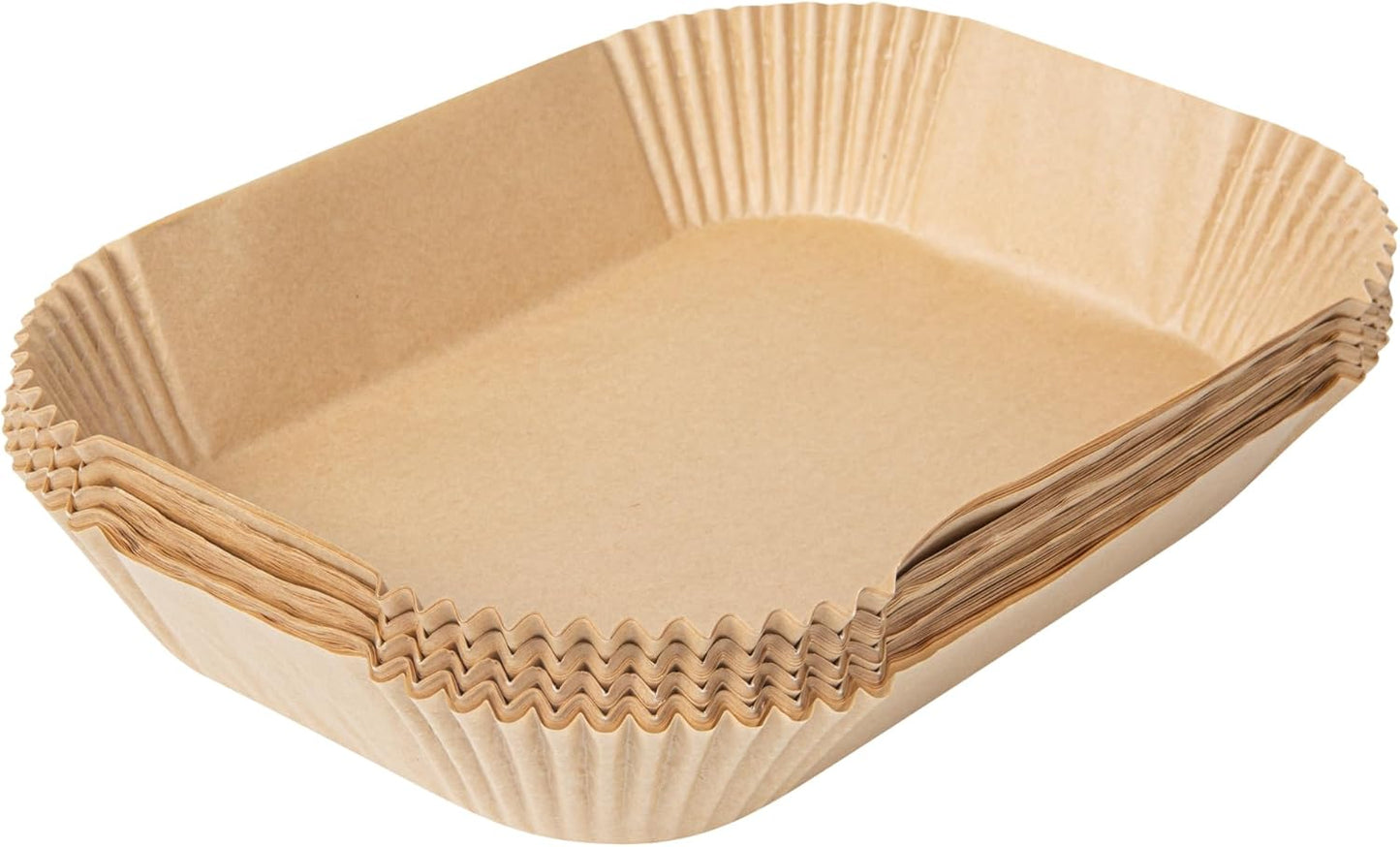 Restaurantware-Pastry Tek 8.1 x 5.5 x 1.8 Inch Air Fryer Liners, 100 Rectangle Air Fryer Baskets - No-Stick Silicone Coating, Unbleached, Food-Grade Paper Liners, For Steamer, Microwave, Oven