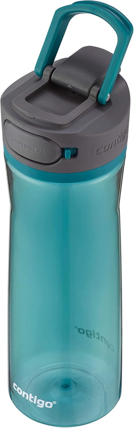 Contigo AUTOSEAL Cortland 24oz Water Bottle BPA-Free Plastic Spill Leak-Proof Lid and Carry Handle Dishwasher Safe Spirulina
