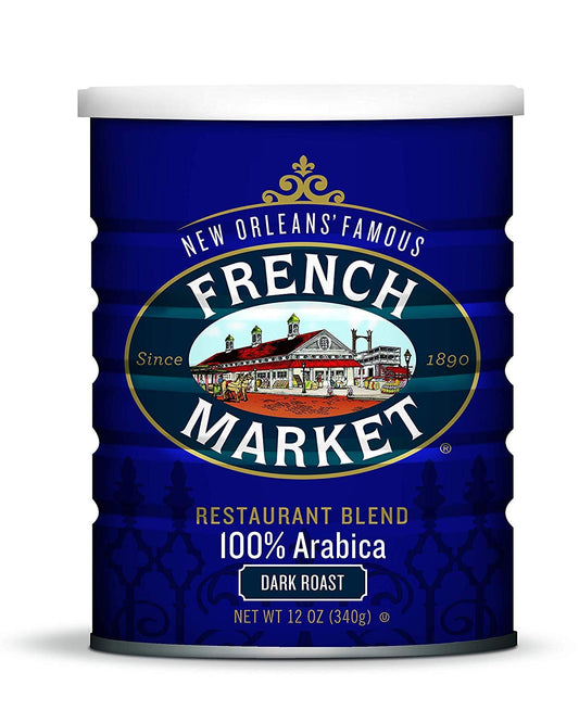 French Market Coffee & Chicory Restaurant Blend Dark Roast Ground Coffee, 12oz Can (Pack of 3)