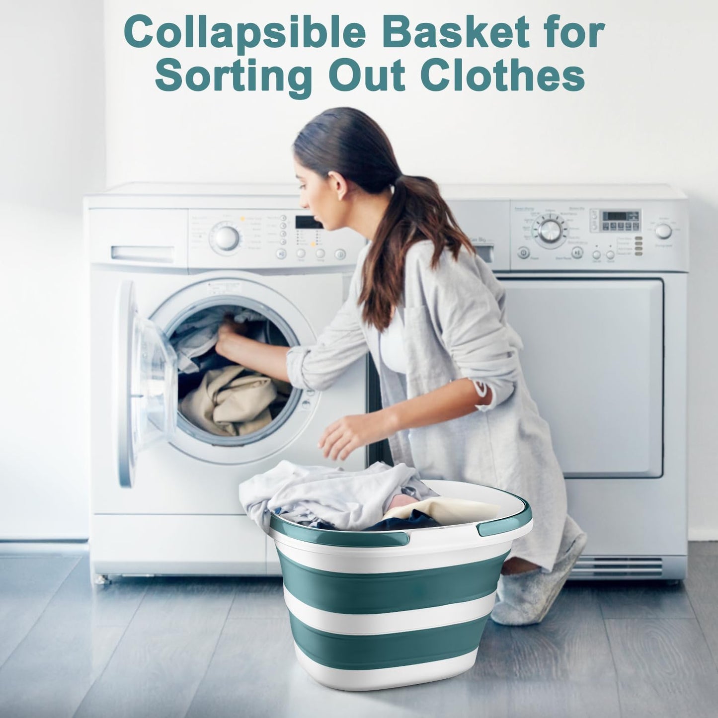 Collapsible Mop Bucket with Handle for Cleaning, 16L(4.2 Gallon) Silicone Square Mopping Bucket for Windows Cleaning or Car Washing, Cleaning Supplies Organizer Plastic Bucket for Storage, 2 Pack