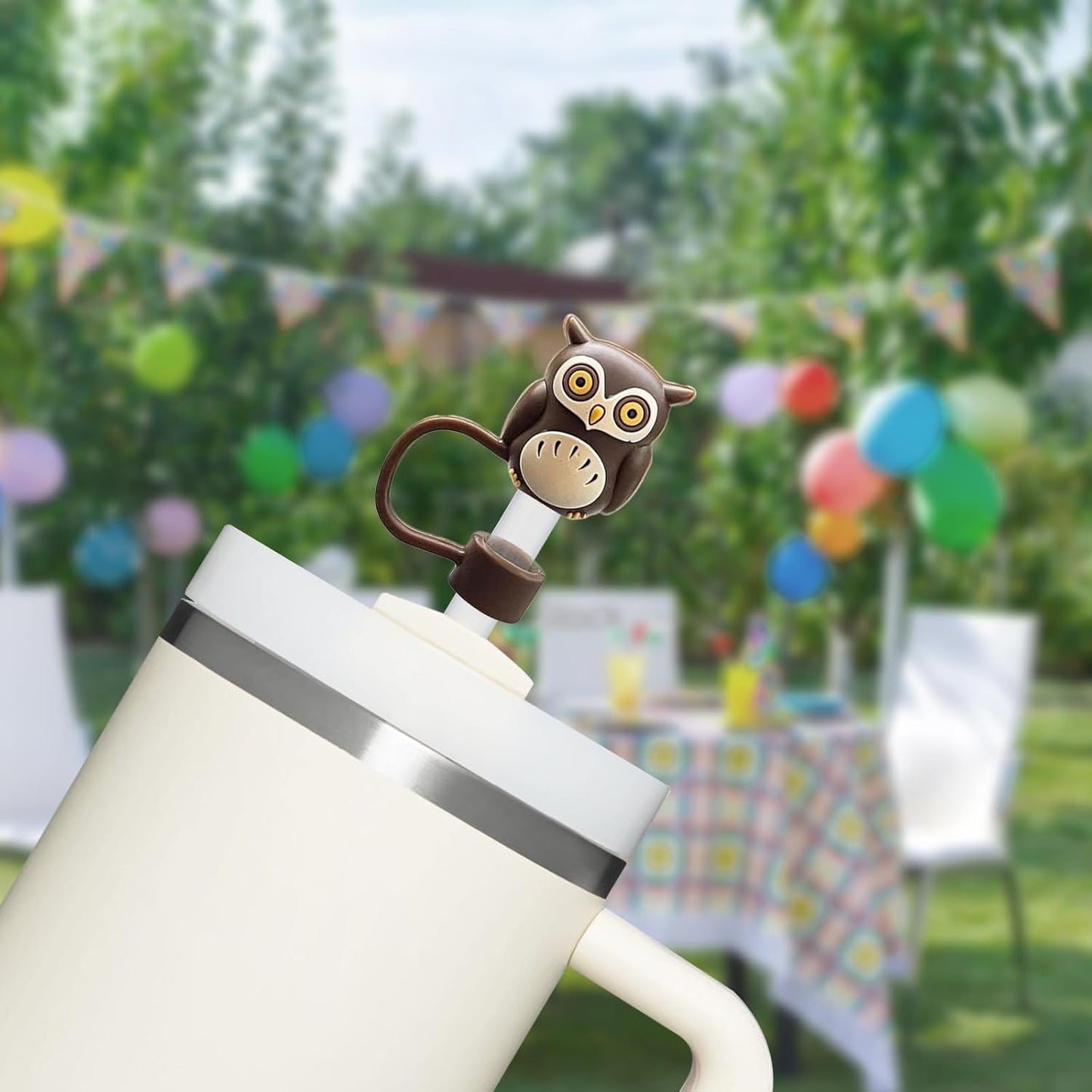 5 Pcs 0.4in Straw Cover for Stanley Cup, Silicone Straw Topper Set for 30&40oz Stanley Tumble, Fit for 10mm/0.4in Straws (Halloween)