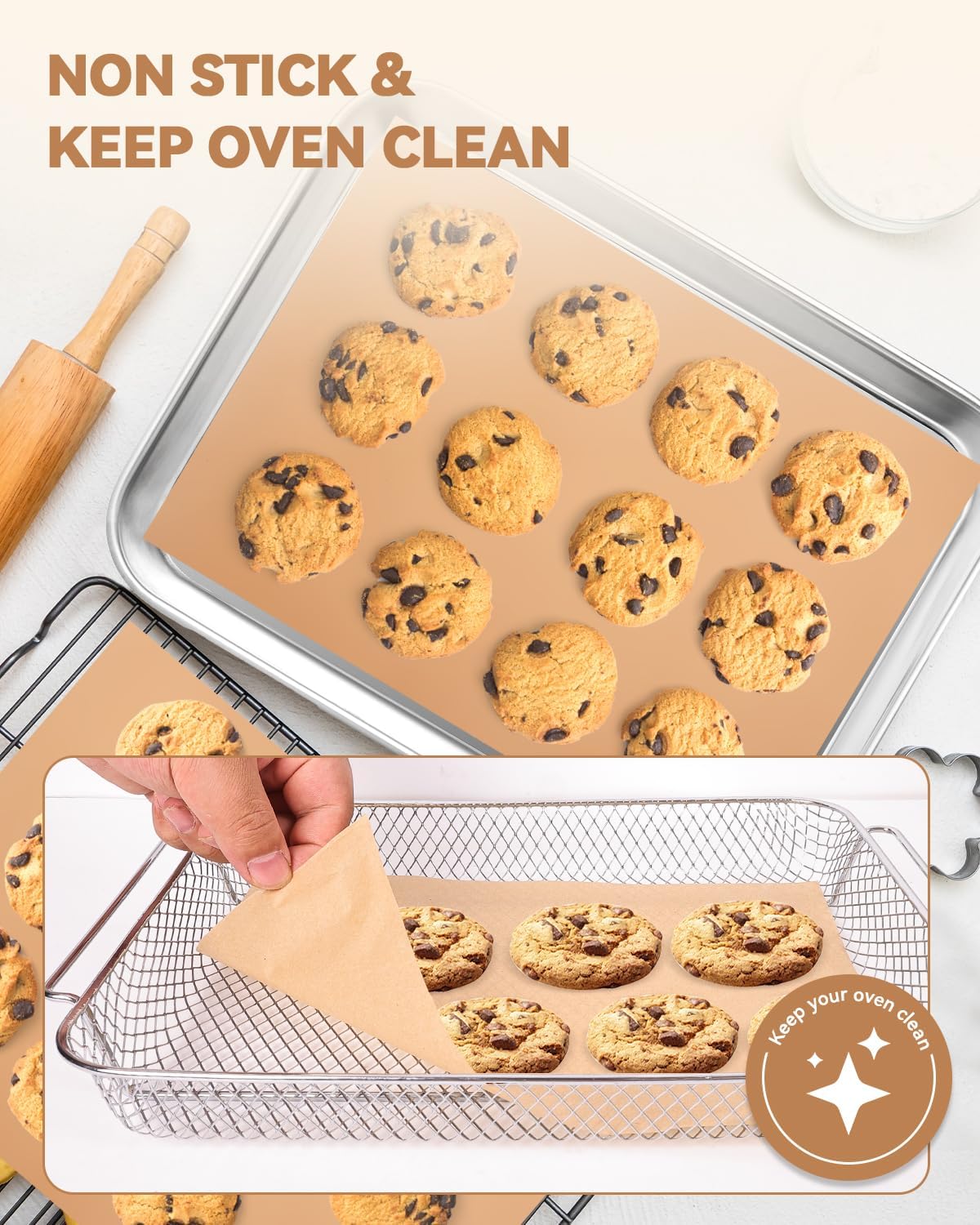 135PCs Air Fryer Parchment Paper Liners Compatible with Our Place Wonder Oven 12.7QT 6-in-1 Air Fryer Toaster Oven, Pre-Cut Non Stick Disposable Baking Sheets for Easy Cleanup Oven Safe Up to 450°F