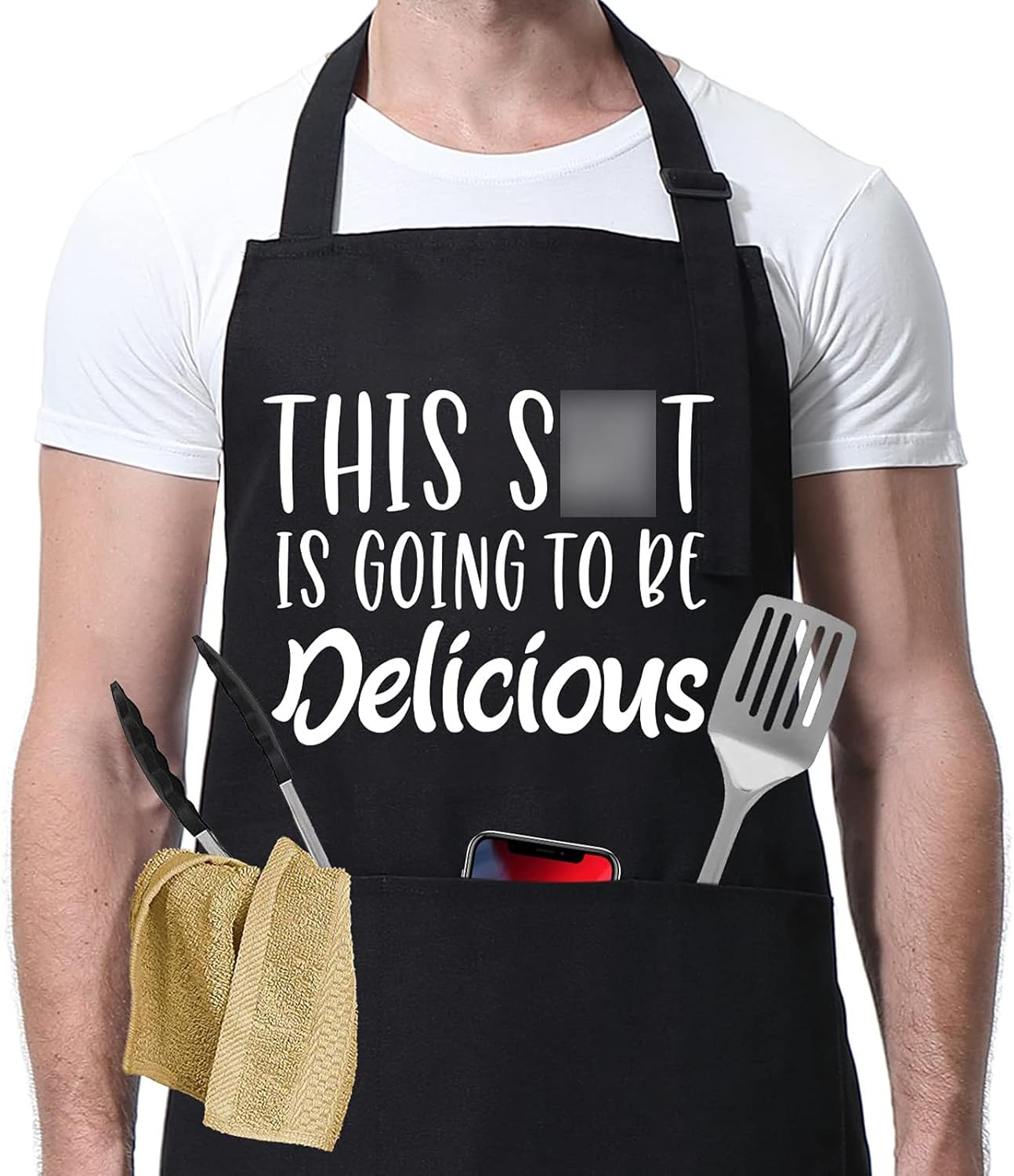 Miracu Funny Cooking Aprons for Women, Funny Baking Aprons for Men Dad - Mens Cooking Gifts for Bakers Husband Boyfriend - Christmas Fathers Day Birthday Kitchen Gifts for Men, BBQ Grilling Presents