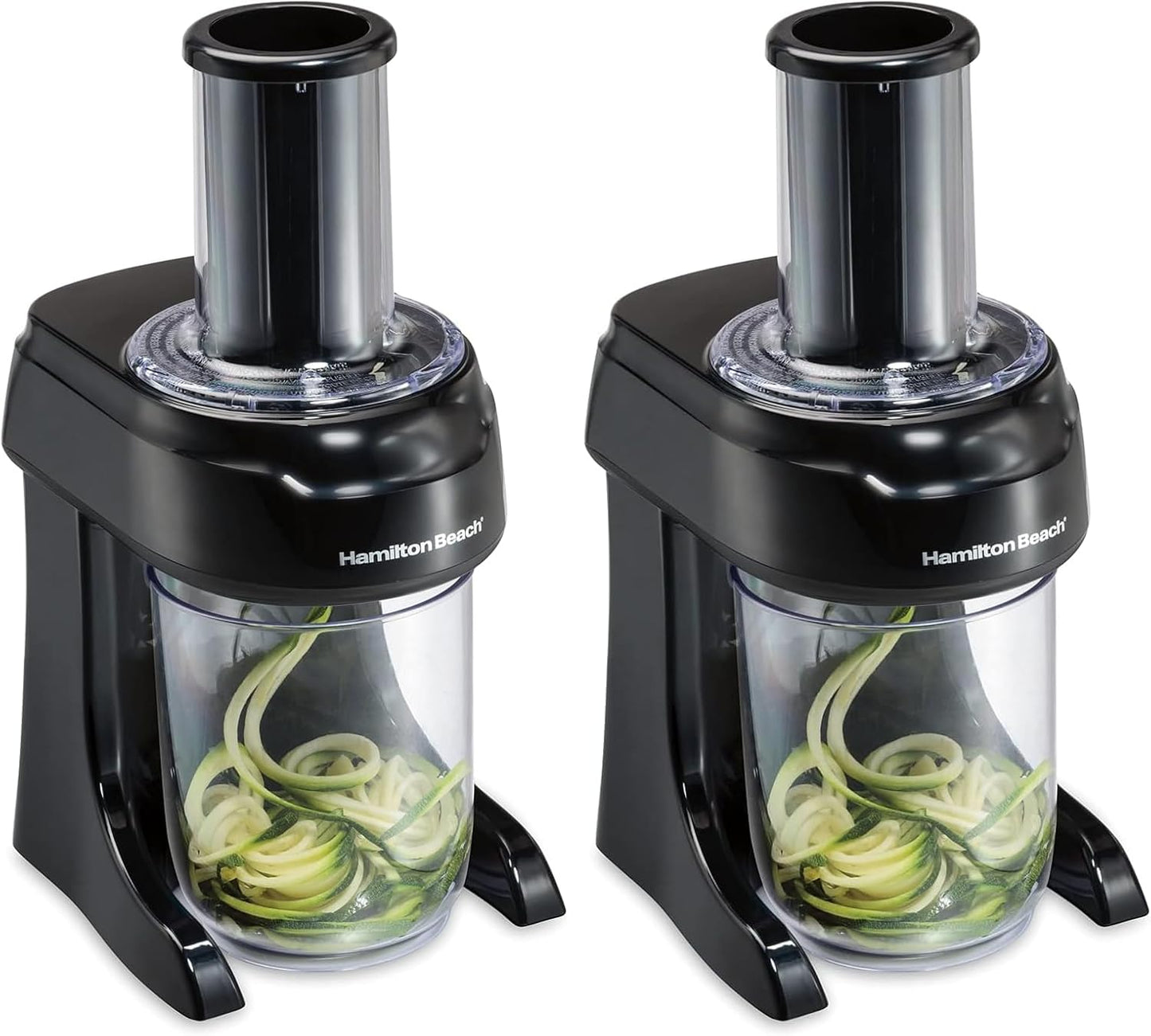 Hamilton Beach 3-in-1 Electric Vegetable Spiralizer for Veggie Noodles, Zoodle Maker & Slicer With 3 Cutting Cones for Spaghetti, Linguine, and Ribbons, 6-Cups, Black (70930) (Pack of 2)