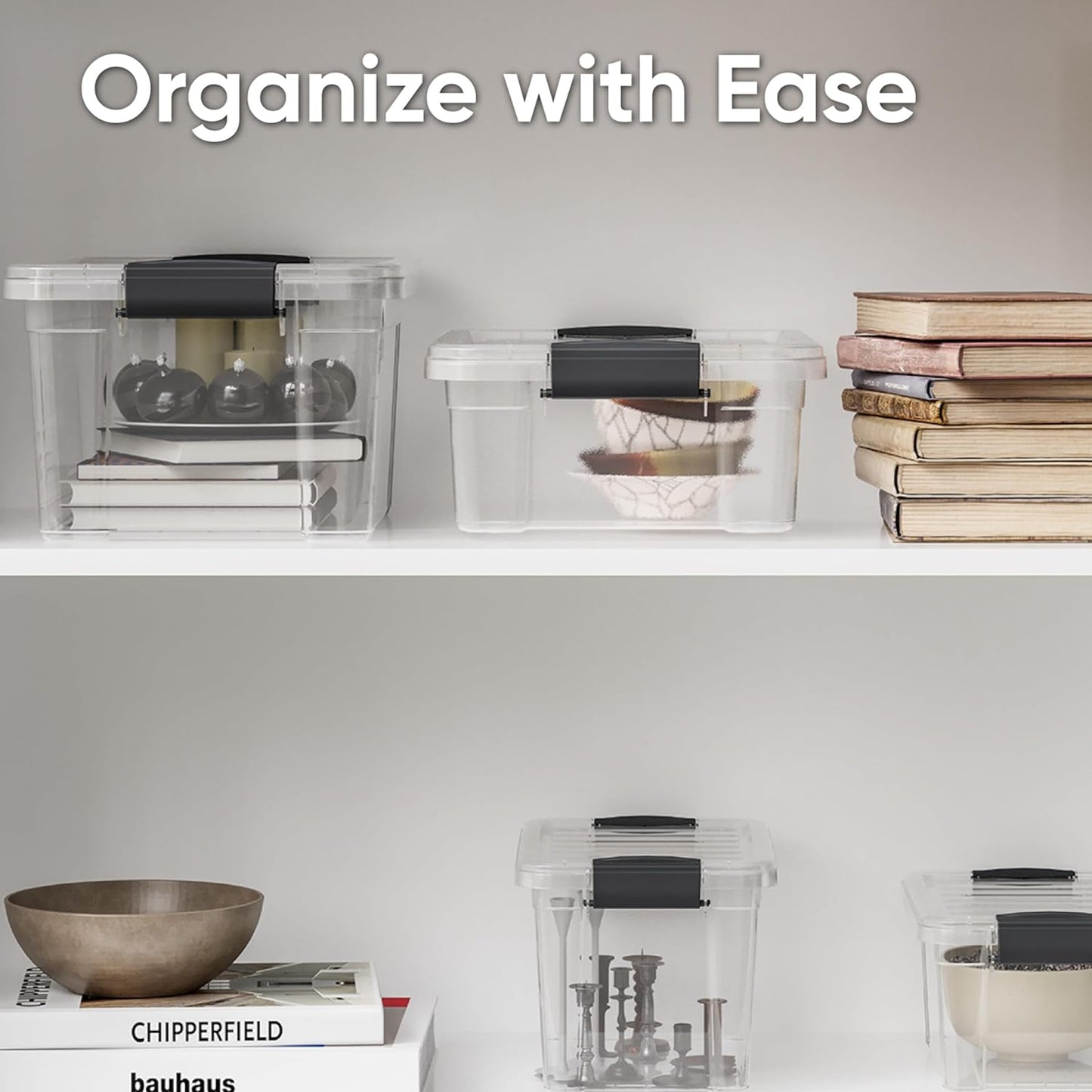 Superio 13.7 Qt Clear Plastic Storage Bins with Lids and Latches, Organizing Containers, Stackable Plastic Bin for Home, Garage, School, and Office