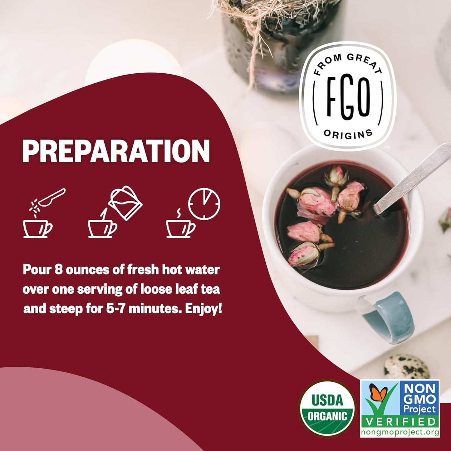 FGO Organic Hibiscus Flowers, Cut and Sifted Loose Tea, 16 Ounce Bulk Resealable Bag (Pack of 2)