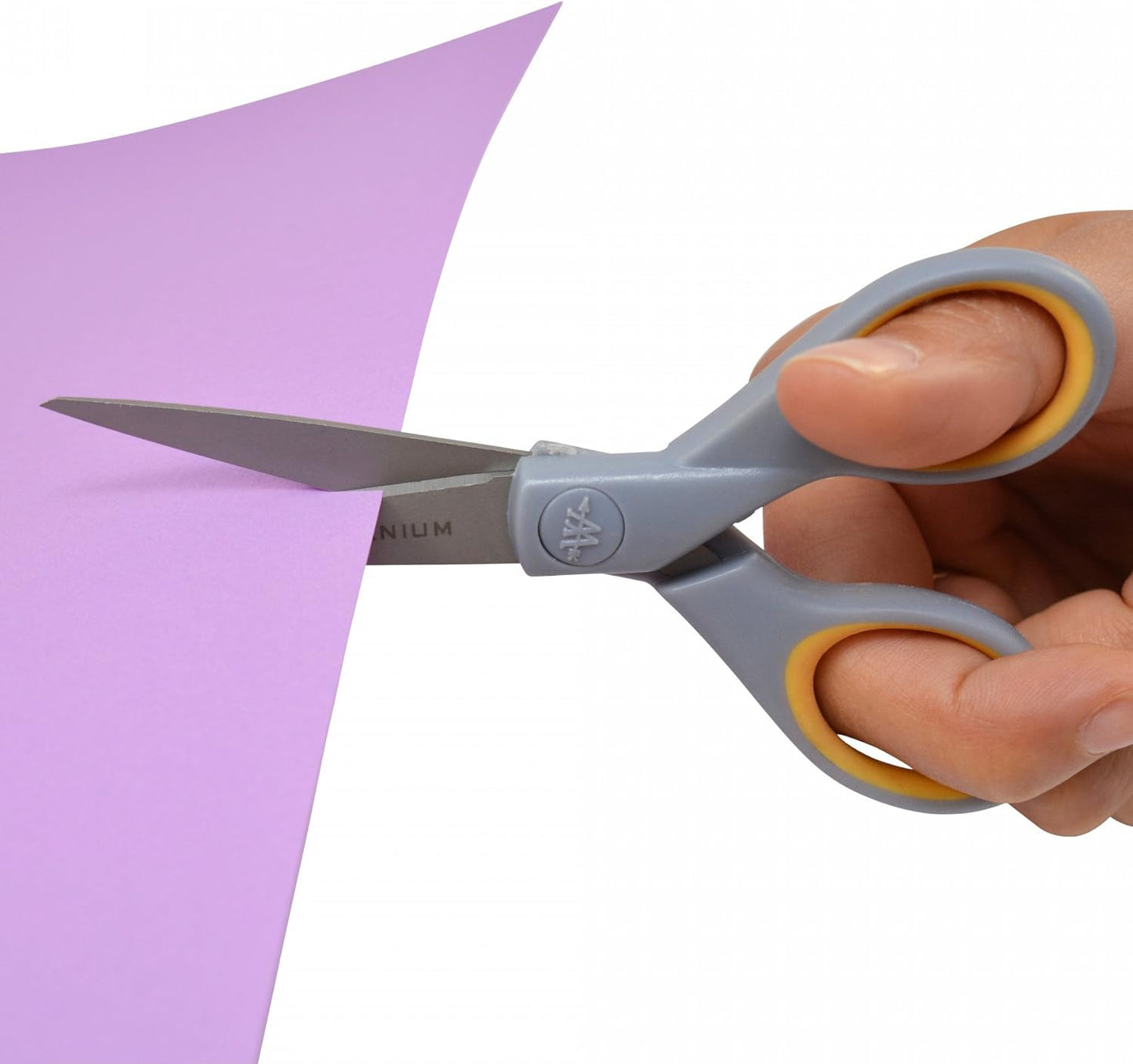 Westcott 13525 5-Inch Pointed Titanium-Bonded Crafting Scissors with Soft Handles, Gray/Yellow