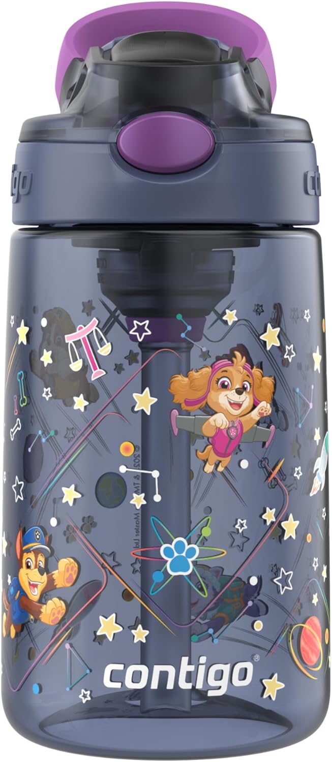 Contigo Aubrey Paw Patrol Leak-Proof Spill-Proof Water Bottle with Autospout, 14oz, Paw Patrol Space Zodiac, Purple