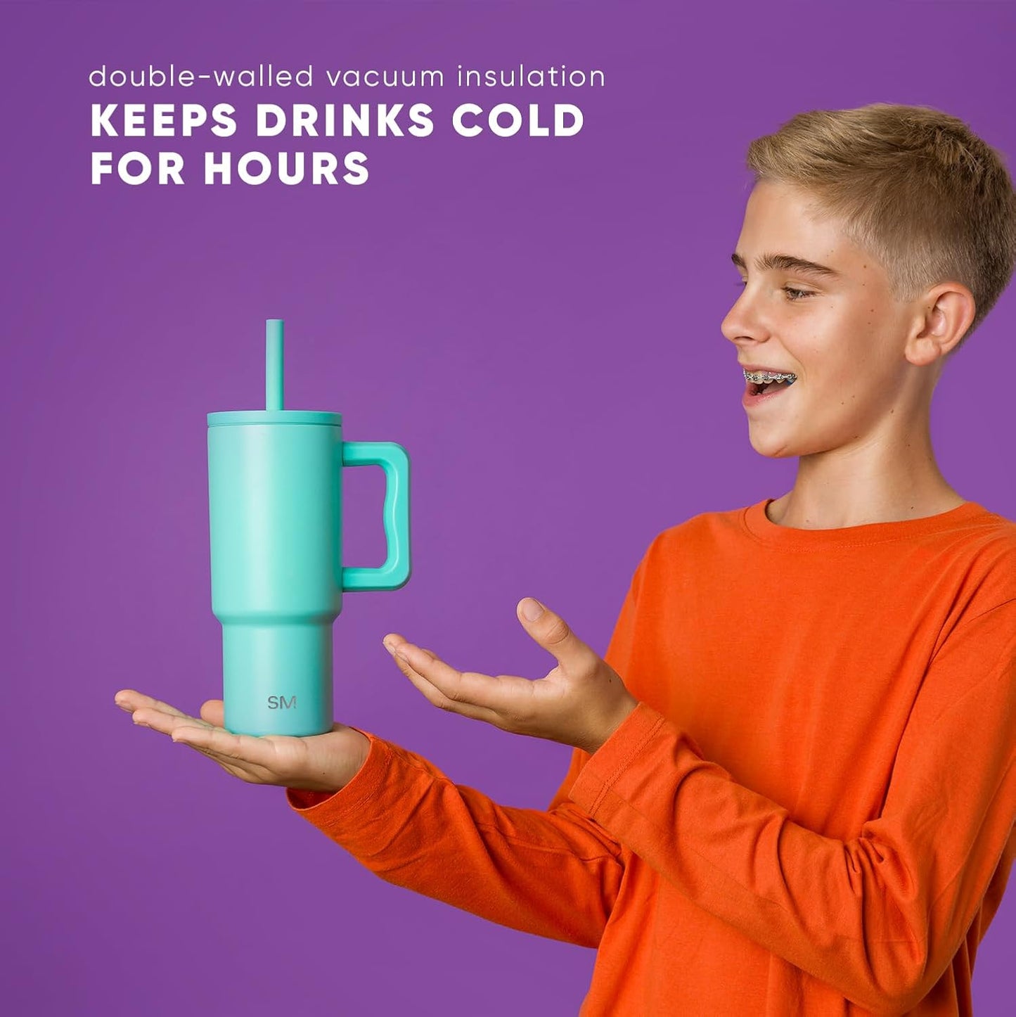 Simple Modern Kids 24 oz Tumbler with Handle and Silicone Straw Lid | Spill Proof and Leak Resistant | Reusable Stainless Steel Bottle | Gift for Kids Boys Girls | Trek Collection | Paradise Bay Mix