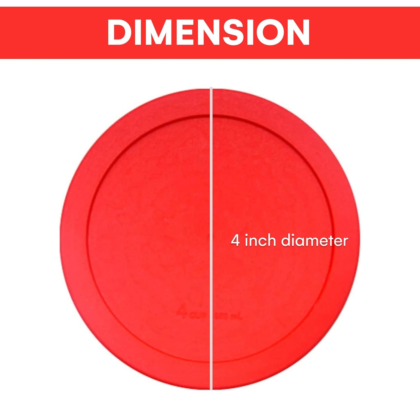 Wood Grip - Lids for Pyrex and Anchor Round Glass Containers - Lids for Pyrex Glass Containers - Replacement Lids (Red, 2 Cups, 6 Pack)