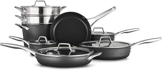 Calphalon Premier Hard-Anodized Nonstick Cookware Set, 8-Piece, Metal Utensil Safe, PFOA-Free