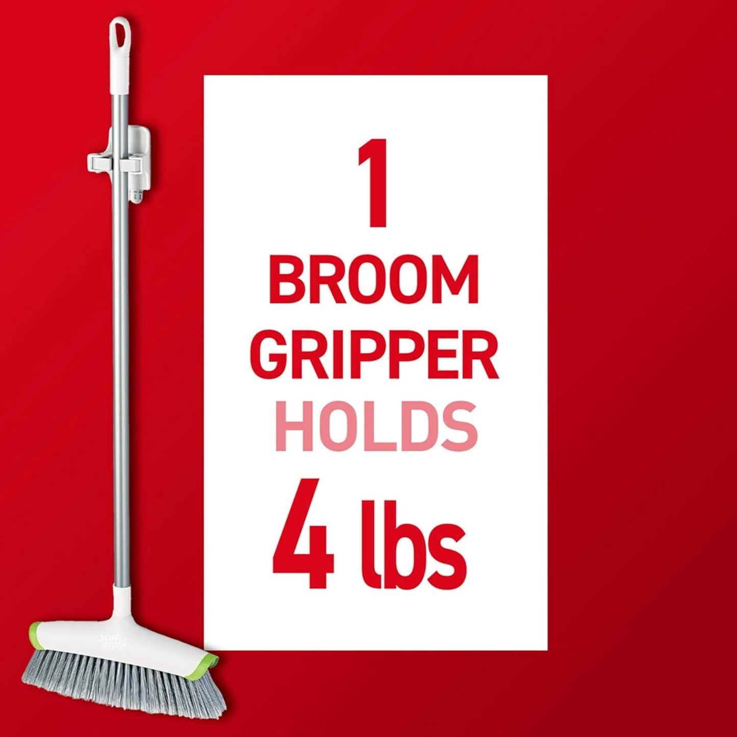 Command Broom and Mop Grippers, 2 Hangers&4 Strips, Damage-Free Hanging Wall Mount Broom & Mop Holder, Household Cleaning Organizer for Organization & Storage, Holds up to 4 lb (Pack of 6)