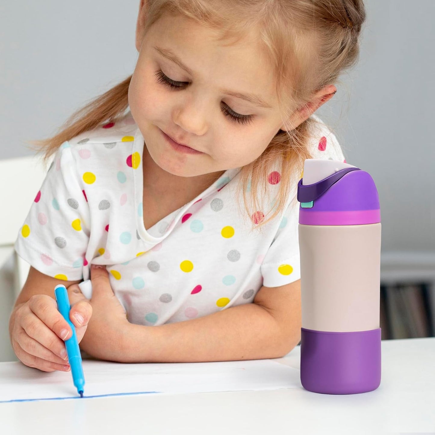 Silicone Boot for Owala 14/16 oz Water Bottle, Anti-Slip Protective Sleeve for Owala 12 oz Kids Tumbler, Boot Bottom Base fit Flip 14 oz Insulated Stainless-Steel Water Bottle (Purple)