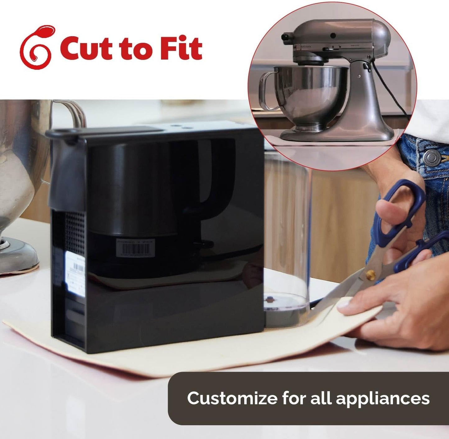 3 Pack Heat Resistant Mats for Countertop – Heat Pad Protector & Appliance Sliders for Kitchen – Cut to fit, Compatible with Ninja, Cuisinart, KitchenAid, Keurig & More