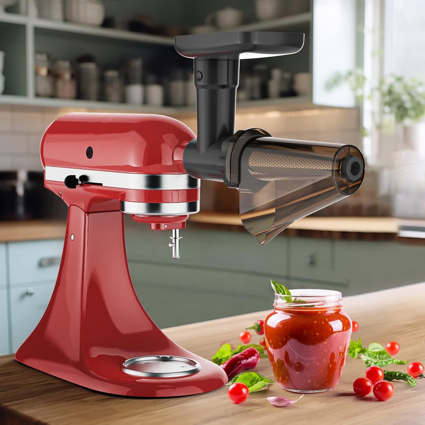 Fruit & Vegetable Strainer Attachment Set for KitchenAid Stand Mixer, Includes Food Grinder Attachment with Sausage Stuffer Tubes and Juicer Auger, Meat Grinder Attachment for KitchenAid by InnoMoon