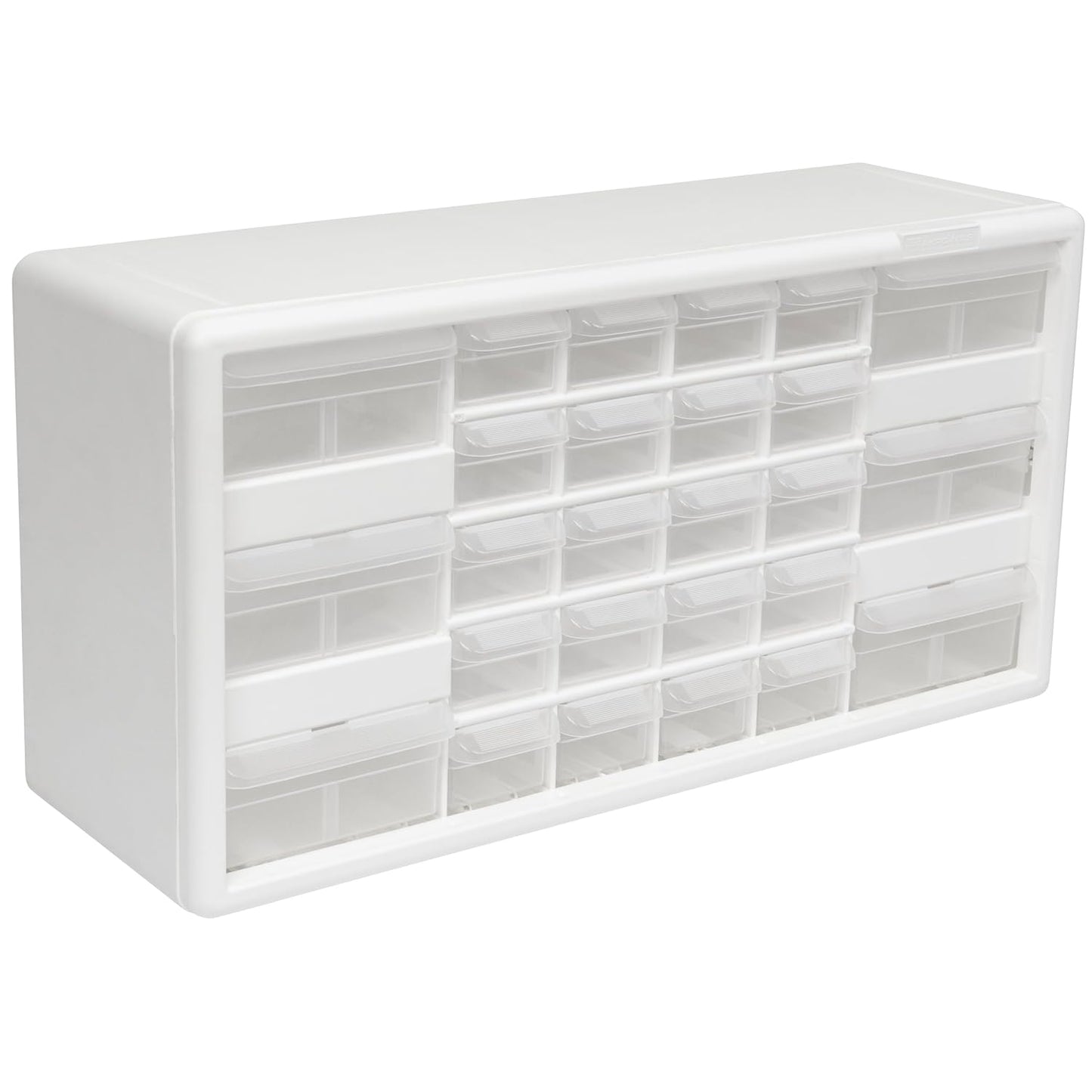 Akro-Mils 26-Drawer Plastic Drawer Storage Cabinet for Garage Organization, Bead Organizer, Building Bricks Storage, Teacher Toolbox, Makeup Organizer, 20" W x 6" D x 10" H, 10124 White