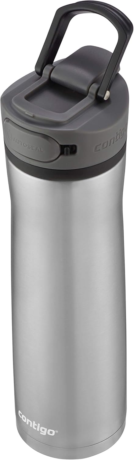 Contigo Water Bottle Vacuum-Insulated Stainless Steel 24oz | AUTOSEAL Technology | Cold 24 Hours | Button Lock | Pack of 4