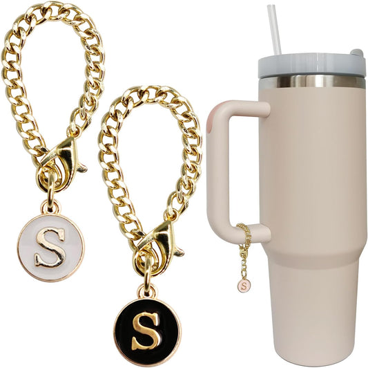 Letter Charm Accessories for Stanley Cup 2PCS Initial Name ID Personalized Handle Charm for Stanley Tumbler