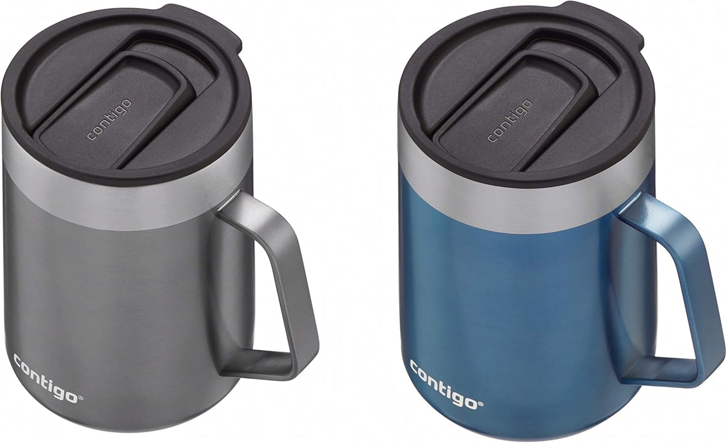 Contigo Streeterville Stainless Steel 14oz Travel Mug | Vacuum-Insulated | Splash-Proof Lid | Comfort Handle | Sake & Blue Corn | Pack of 4