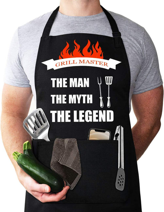 Aprons for Men, Mens Apron, Funny Aprons for Men, Adjustable Neck Strap Waterproof and OilProof Best for Grilling, Husband Birthday Gift, Gifts for Husband, Father's Day Gifts for Dad.
