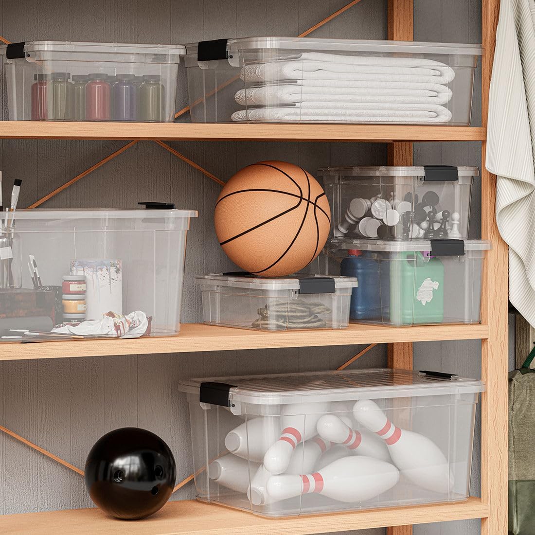 Superio Clear Storage Box with Lid, 1.85 Quart Plastic Container Bins for Organizing, Stackable Crates, BPA Free, Non Toxic, Odor Free, Organizers for Home, Office, School, and Dorm