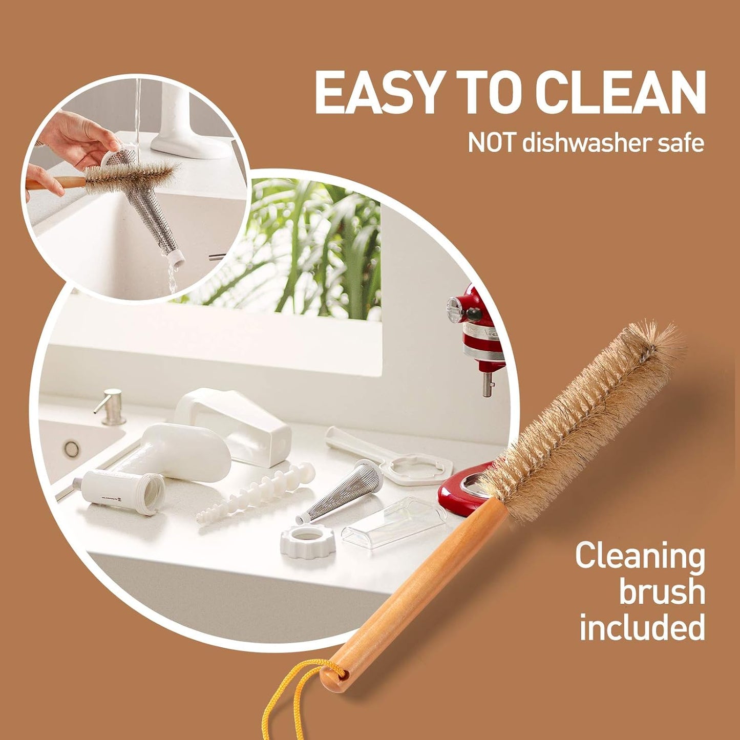 Fruit & Vegetable Strainer Attachment Set for KitchenAid - Includes Food Grinder Attachment and Sausage Stuffer Tubes, Compatible with KitchenAid Stand Mixers