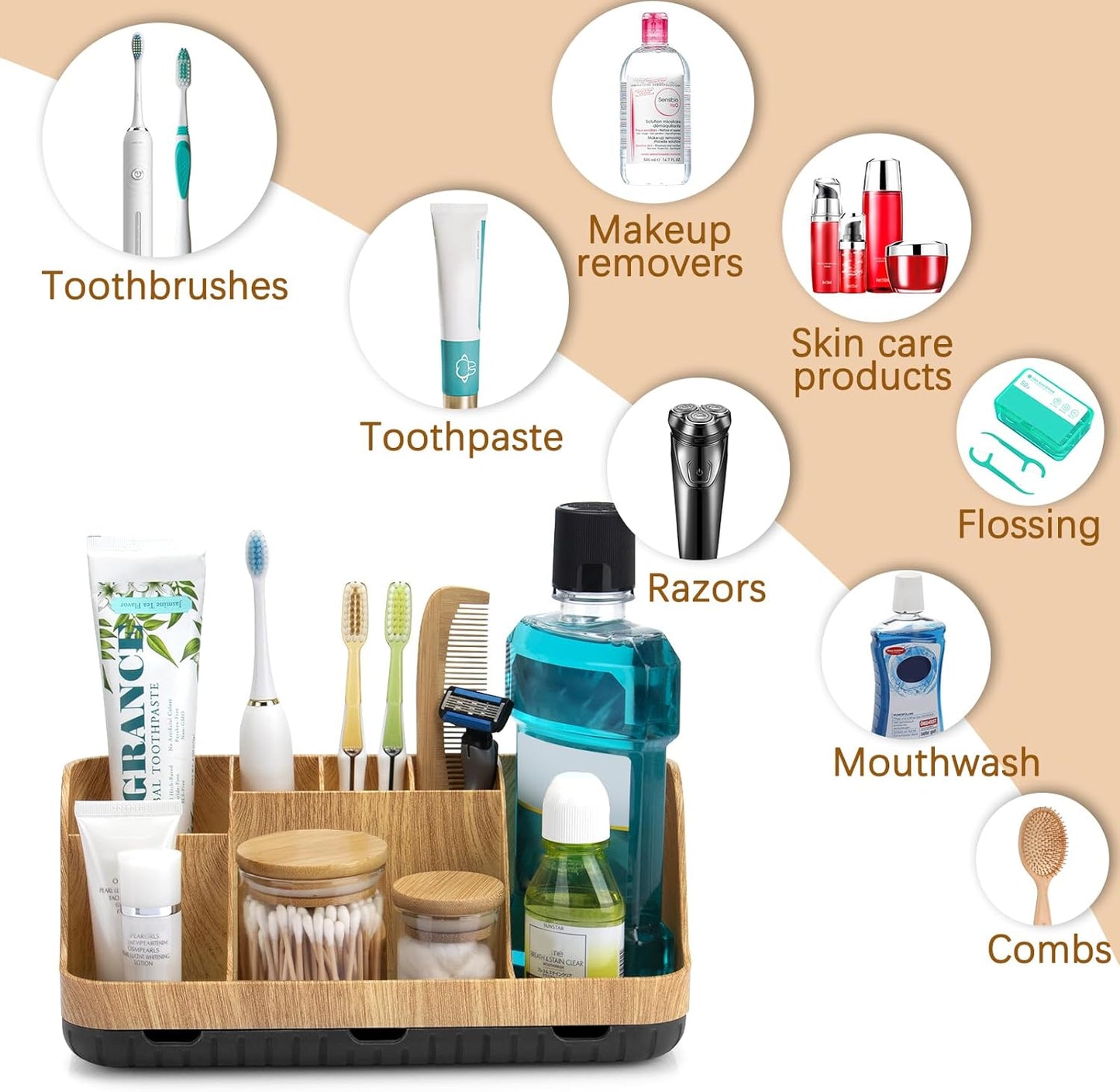 Bathroom Organizers and Storage - Detachable 7 Slots Kids Electric Toothbrush and Toothpaste Holde Drainage for Bathroom Accessories Organization Counter Vanity Storage