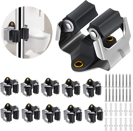 3-H 10 Pack Mop and Broom Holder Big Size Hanging 1 KG Extra, Broom Holder Wall Mount for Hanging and Organizing Shove Rake Yard Tools in Garage Garden Shed Laundry Kitchen up to 1.45 Inch (Black)