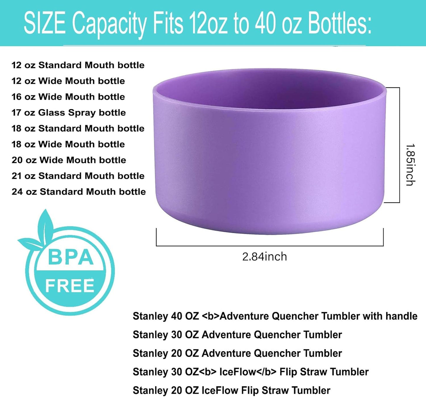 QIANHAI Protective Silicone Boots for Stanley Quencher Adventure 40oz Tumbler & IceFlow 30oz 20oz -Sport Water Bottle Bottom Sleeve Fits Hydro Flask -Stanley Cup Accessories (1Purple)