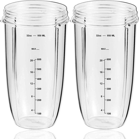 Replacement Parts 32oz Blender Cups (2 Packs) Replacement Blender Cups Compatible with NutriBullet 600w and 900w Blender