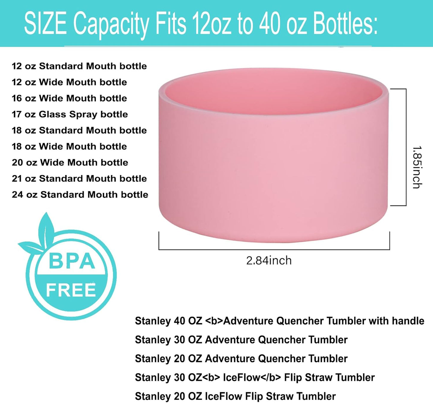 QIANHAI Protective Silicone Boots for Stanley Quencher Adventure 40oz Tumbler & IceFlow 30oz 20oz -Sport Water Bottle Bottom Sleeve Fits Hydro Flask -Stanley Cup Accessories (1Pink)
