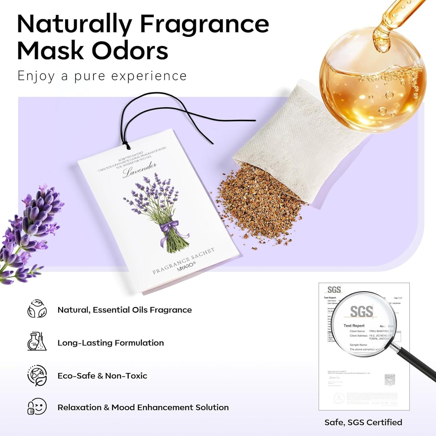 MYARO 12 Packs Lavender Scented Sachets Air Freshener for Drawer and Closet, Long-Lasting Sachet Bag Room Car Odor Deodorizer Fresh Scent Home Fragrance
