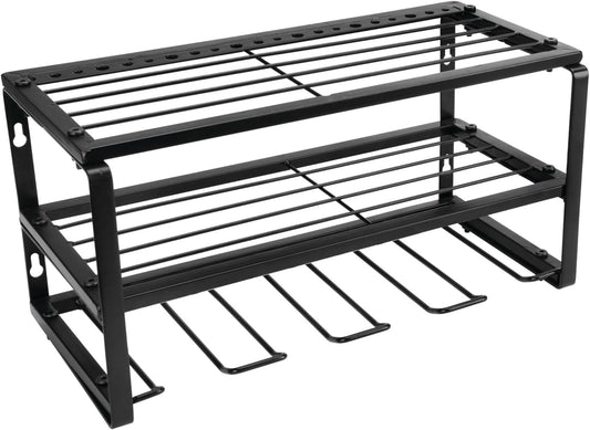 Performance Tool W7701 Power Tool Organizer Wall Mount - Hand Tool Storage Racks, Utility Racks, Drill Holder & More - 3 Tier Sturdy Iron 16" Cordless Tool Organizers