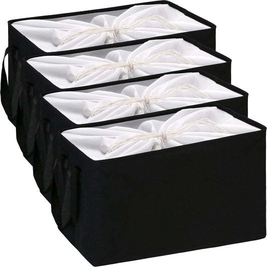 Hinwo 102L XXL Storage Bins, 4-Pack Closet Organizers and Storage, Foldable Clothes Storage Baskets with Handles, Containers for Clothing, Blanket, Comforters, Toys, Bedding (Black)